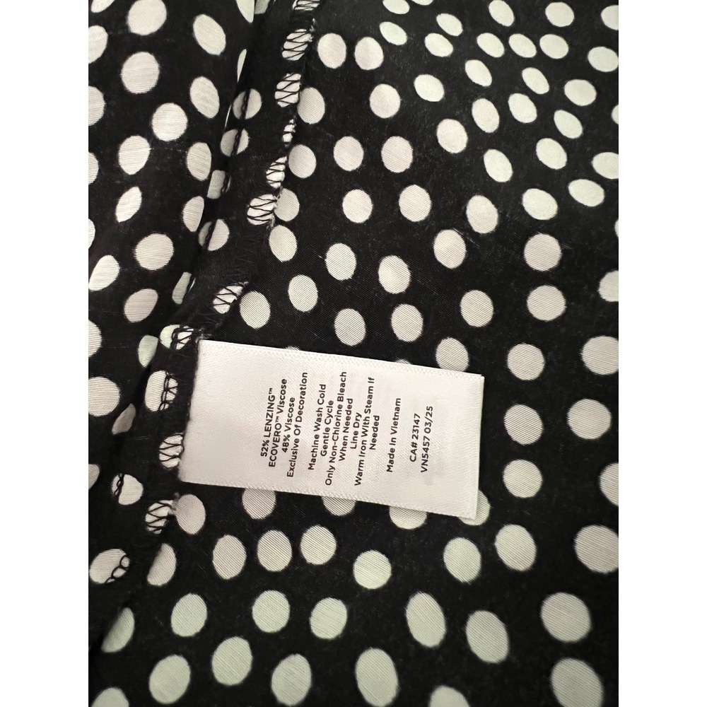 Talbots Polka Dot Lace Trim Midi Dress Black White V-Neck Short Sleeve NWT Sz 2 - Picture 14 of 15